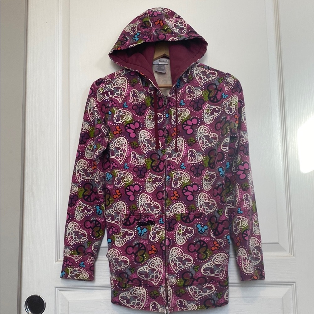 Disney Purple Hooded Sweatshirt with Vibrant Floral Design